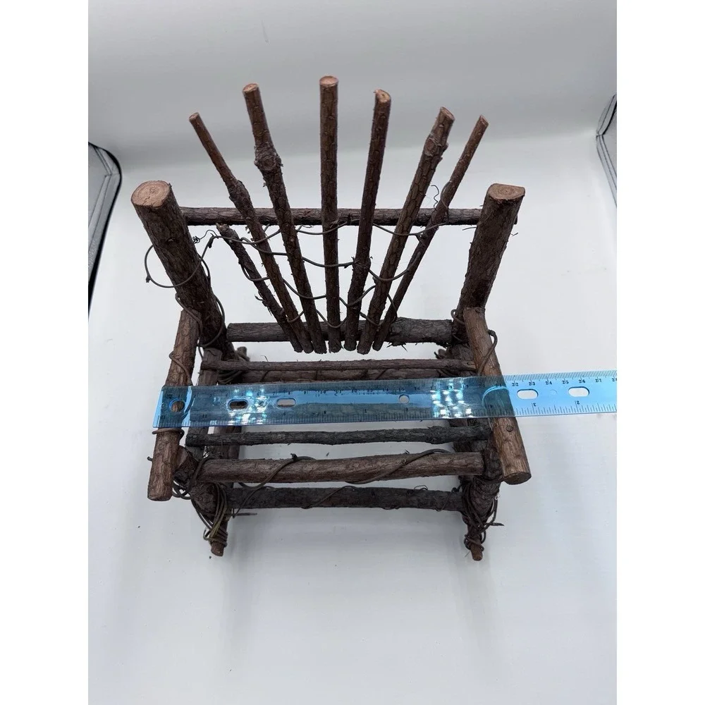 Vintage 12 In H Miniature Hand Made Rustic Wooden Twig Folk Art Rocking Chair